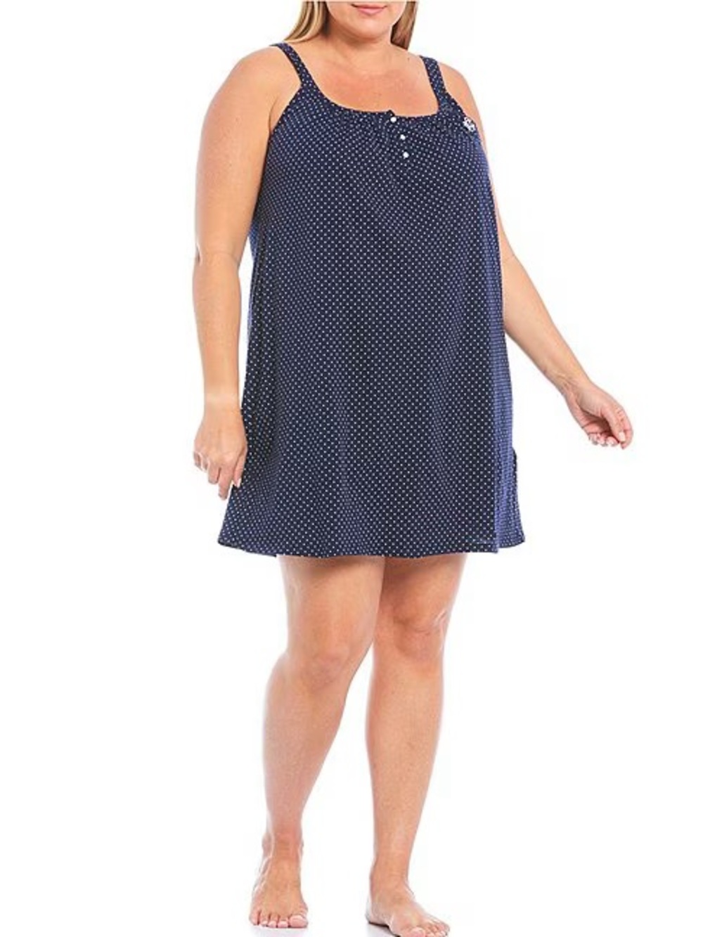 🎀 Lauren Ralph Lauren Navy Polka Dot Nightgown 3X NWT Cotton Sleep Dress